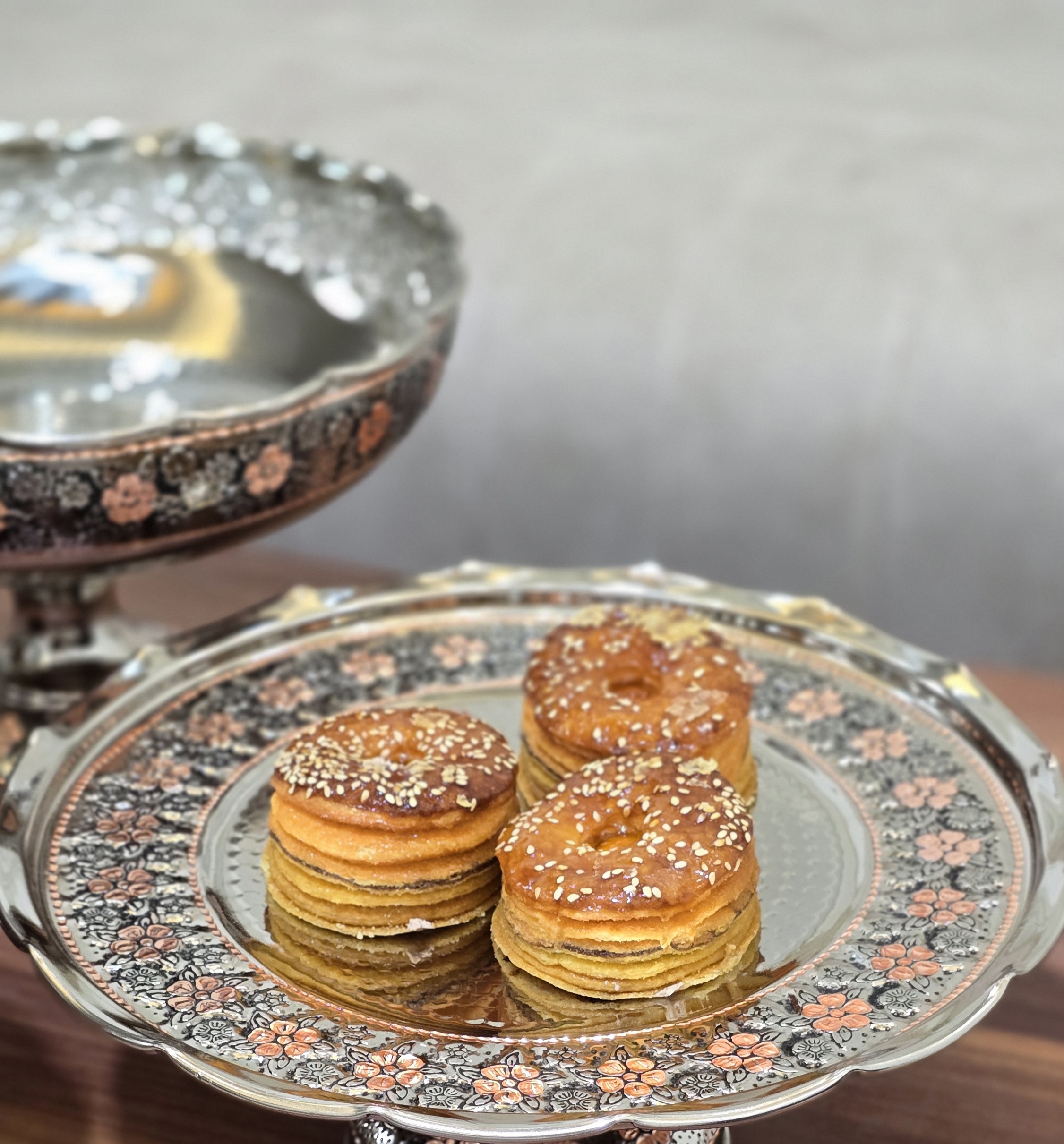 شیرینی خوری مسی الماس تراش نانوسه پایه
